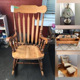 MaxSold Auction: This online auction features items such as Rocking Chair, Mirror, Lamp, cabinet, Coffee Table, Ottoman, floor vase, dining table, dining chairs, Dishes, Glassware, Ceramics, silverplate, china, Frames, Mirror, TV Trays and much more!