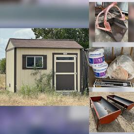 MaxSold Auction: This online auction features Tuff shed, upholstered rocking chair, trailer cart, platform scaffold, compost bin, barbed wire, ladders, reel mower, engine hoist, shop floor fan, bicycles, spray pumper, tractor implements, bandsaw, pop-up gazebo, metal trash bins and much more!