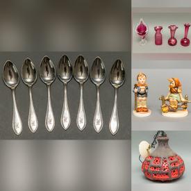 MaxSold Auction: This online auction features sterling silver flatware, coins, costume jewelry, cranberry class, Waterford clocks, perfume bottles, David Winger cottages, vintage Goebel figurines, art glass, art pottery, teacup/saucer sets, cameras, stained glass wall hangings, antique pump organ, Duplo blocks, vintage wingback armchair and much more!