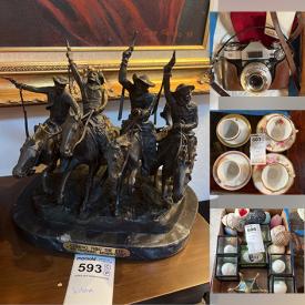 MaxSold Auction: This online auction features artwork and carvings by Dan Franco, jewelry, decorative eggs, teacups and saucers, espresso set, Nikon camera, Contaflex camera and other cameras, Coming Thru the Rye by Frederick Remington, coin radio, decorative bowls and much more!