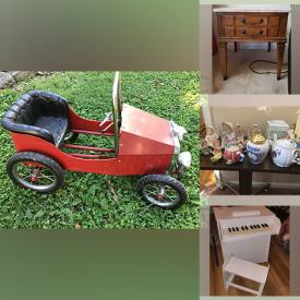 MaxSold Auction: This online auction features children’s toys, fine china, furniture such as sofas, wood dresser cabinet, vintage bench, upholstered chair, end tables and electric recliner, glassware,  Christmas decor, yard tools, power tools, kitchenware, shelving, DVDs, books, lamps and much more!