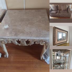 MaxSold Auction: This online auction contains Marble Topped Coffee Tables, Furniture, Wall Art, Kitchen Appliances, Records, Sega Game Console, Sewing Machine, Mirrors, Lamps and other household supplies and collectibles and much more!