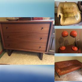 MaxSold Auction: This online auction features a vintage cabinet, drum table, wall unit, coffee table, MCM flatware, Aynsley teacup, piano, lamps, turntable, snow blower, electric lawn mower, garden tools and much more!