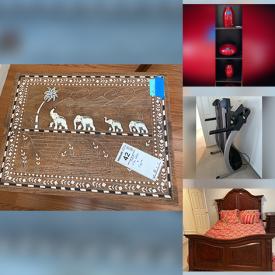 MaxSold Auction: This online auction features Shannon crystal, area rugs, clock shelf, faux leather sofas & chair, small kitchen appliances, folding dog crate, glass-topped tables, fitness gear, outerwear, sleigh style bed, dressers, dining room furniture and much more!