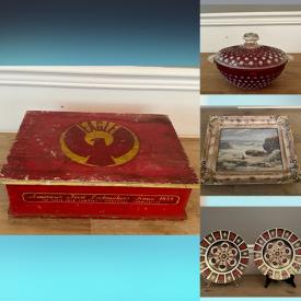 MaxSold Auction: This online auction features Joan Murray original watercolour, antique cast-iron teapot, art glass, brass masks, Brian Marion numbered print, costume jewelry, coins, Chinese lacquered steamer, wood carvings, Inuit stone carvings, MCM pottery, cranberry hobnail glass, antique mantel clocks and much more!