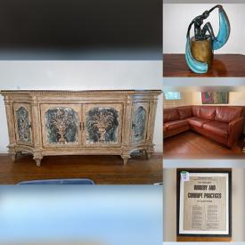 MaxSold Auction: This online auction features antique paintings, MCM decor, antique crystal, Spode, Coalport, Royal Doulton, furniture such as hand-painted buffet, antique corner cupboard, and leather sectional sofa, glassware and much more!