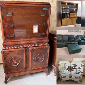 MaxSold Auction: This online auction features fine china, furniture such as secretary desk, tall dresser, vintage china cabinet, nesting tables and dining table with chairs, vintage decor, framed wall art, glassware, lamps, DVDs, planters and much more!