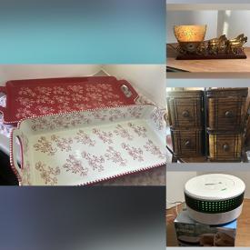 MaxSold Auction: This online auction features infrared heater, NIB cookware, NIB Temptations bakeware, futon cover, small kitchen appliances, Temptations Holiday Mugs, new bedding, cookie jar, Greenair diffuser, new flatware and much more