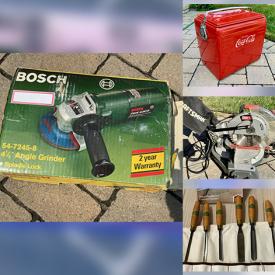 MaxSold Auction: This online auction features power, hand & yard tools, new hubcaps, new wheel chocks, vintage Coca-Cola cooler, lawn mower, painting supplies, tarps, NIB security light, extension cords, plumbing supplies and much more!