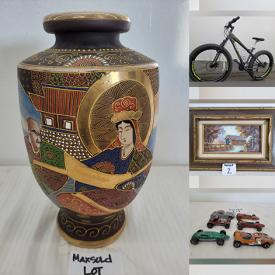 MaxSold Auction: This online auction features Oil painting on canvas, 24k gold overlay vintage ceramic vase, framed antique prints, assorted marbles, Vintage hot wheels, lampshades,  ceramics dipping trays, Vintage Murano glass, books, assorted pins, vintage postcards, vintage games, PlayStation with controller, sports collectibles, trading cards, picture frames, Men\'s mountain bike, decorative silver-plated spoon, Ottoman, pottery, Beanie babies, toys, tools Golf club, vinyl records, typewriter, Craftsman toolbox, wood crates and much more!