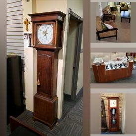 MaxSold Auction: This online auction features grandfather clocks, antique wall clocks, mantel clocks, exercise equipment, mountain bikes, pressure washer, furniture such as receptionist desk, display cases, living room set, entertainment unit and dining room chairs, camping gear, power tools and much more!