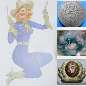 MaxSold Auction: This online auction features signed pitcher, shield nickel, gold pins, 18th Century tokens, coins, books, modernistic artist signed trays and bowls, glassware, gold jewelry, Canada bank tokens, collection of lapel pins, magazines, collection of button, Royal Doulton figurine, costume jewelry, buffalo nickels, military collectibles, gaming tokens, train sets, hand painted serving plates, Christmas pins, collection of different pins, collection of brooches, Rhinestone pins, Kate Williams items, vintage Christmas decor, chandelier light bulbs and much more.