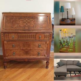 MaxSold Auction: This online auction features fine china, 32” Samsung TV, furniture such as vintage dresser, custom sofa, Landstrom secretary, vintage sideboard and dining table, lamps, stemware, wool rugs, and much more!