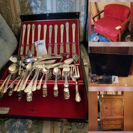 MaxSold Auction: This online auction features Waterford crystal, Hummel, framed art, fine china, Lenox, sterling silver, furniture such as armchairs, loveseat, MCM credenza, and power lift chair, ceramics, albums, lamps, 52” Sony TV, costume jewelry and much more!