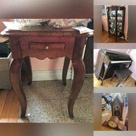 MaxSold Auction: This online auction features items such as Tables, Tea Pots, China, Hutch, pianos, benches, Drums, Art Glass, Figurines, clocks, Vases, Baseball Collectibles, String guitars, Coffee tables and more!