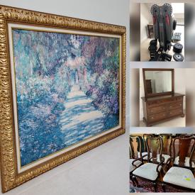 MaxSold Auction: This online auction features framed prints, fine china, furniture such as Thomasville cherry wood dining table and chairs, vintage telephone table, Ethan Allen dresser, Bowflex Revolution, glassware and much more!