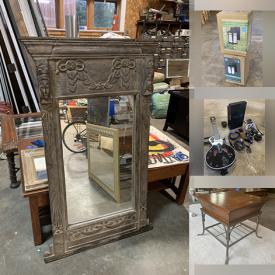 MaxSold Auction: This online auction features items like coffee tables, cabinets, end tables, a shower head, mirrors, drawer bench, chandeliers, wooden stools, couch, tools, antique doors, PlayStation, candy dispensers, bikes and much more!