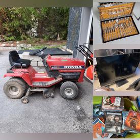 MaxSold Auction: This online auction features 47” LG TV, Honda lawn tractor, furniture such as office chairs, bar stools, leather couch and dining chairs, electrical and plumbing supplies, power tools, hardware, utility shelving, glassware, holiday decor, tiling, framed paintings and much more!