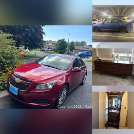 MaxSold Auction: This online auction features a 2012 Chevrolet Cruze, 2010 Ford Fusion, teak dining table, buffet, dresser, secretary, armoire, mirror, table lamps, sewing machine, original art, hand tools and much more!