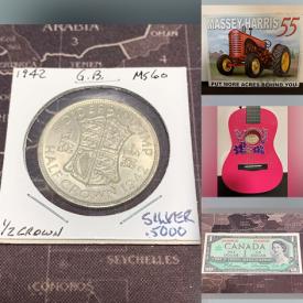 MaxSold Auction: This online auction features coins, vintage postcards, sports trading cards, Pokemon cards, yarn, Legos, toys, board games, porcelain doll, video games, DVDs, Blu-Rays, art glass, teacup/saucer sets, banknotes, silver bar and much more!