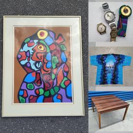 MaxSold Auction: This online auction features Morrisseau serigraph, rare antique  siphon bottles, Vintage  umbrella, MCM teak coffee table, 	prints, sunglasses, garment case and much more