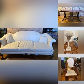 MaxSold Auction: This online auction features furniture such as a birch-drawer chest, end table, leather sofa, lamp table, cherry rocker, coffee table and others, lamps, Winnie the Pooh plate and other collectible plates, plate mounts, striped rugs, My First Fiesta tea set and much more!