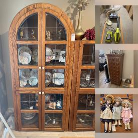 MaxSold Auction: This online auction features furniture such as arched hutches, dining table, chairs, grandfather clock, chairs, dresser and others, seasonal decor, Shark vacuum, dolls and clothing, collector plates, lamps, decorative mirrors, linens, figurines, kitchenware, small kitchen appliances, porcelain pieces, Waterford, Lenox crystals and much more!