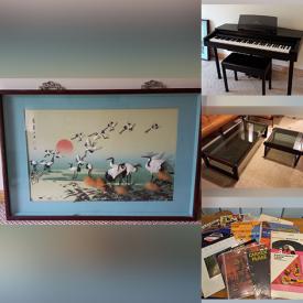 MaxSold Auction: This online auction features Chinese-style artwork, piano, couch, IKEA wardrobe, tables, sewing machine, electronics, magazines, Apple IIc computer & monitor, cabinets, toys, Nintendo, tapes, tools, kitchen appliances, brass lot, commemoration plaques, camera, VHS, action figures, trading cards, bird cage, LPs, Christmas ornaments, luggage, Knick knacks, small Japanese plastic figurines, dinner set and much more!