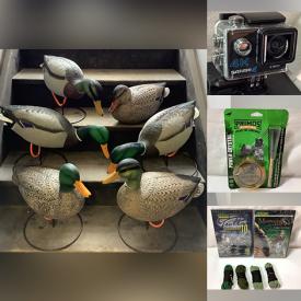 MaxSold Auction: This online auction features hunting accessories, turkey calls, slings, laser bore sighters, scopes, binoculars, duck decoys, cleaning supplies, lens caps, paintball masks, action cameras, VR headset, cell phone accessories and much more!