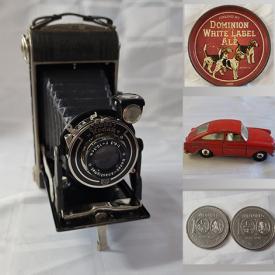 MaxSold Auction: This online auction features LPs, Blue Jays Champs Mug, comics, postcards, Christmas decorations, poster, trading cards, casting iron figurine, die-cast vehicle, coins, stamps, Vintage Movie Star Pins, key chains, sterling silver jewelry, sports pins, Canada dollar bill, antique camera and much more!