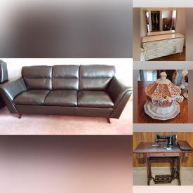 MaxSold Auction: This online auction features furniture such as a wood china cabinet, wood table, chairs, sewing cabinet, vintage dressers, recliner, leather La-Z-Boy sofa, cabinet and others, wall art, Royal Doulton, crystal figures, decanter sets, Limoges, home health aids, lamps, coats, accessories, mirrors and much more!