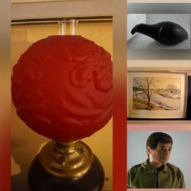 MaxSold Auction: This online auction features a mahogany chest, oak stool, vintage lamp, vintage cheesecake slicer, wine glasses, handmade sailboat, Buddha statue, vintage walnut box, mirrors, vintage magazine holder, glass window, men’s leather cowboy boots and much more!