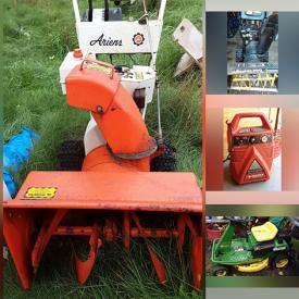 MaxSold Auction: This online auction features snowblowers, lawnmowers, ride-on mowers, bikes, air compressor, granite slabs, power tools, yard equipment, ladders, patio furniture, wood-burning stove, kitchen island and much more!