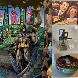 MaxSold Auction: This online auction features vintage movie posters, Batman print, animation cel, vintage advertising posters, antique banjo, vintage guitars, vintage magic tricks, cast iron mechanical bank, antique butter churn, winter tires, La-Z-boy recliners, Moorcroft pottery, Chinese painting stone and much more!