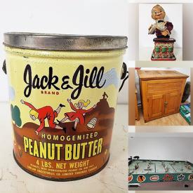 MaxSold Auction: This online auction features an Iroquois beer ale cardboard sign, duck decoys, covered wagon light, vintage bead purse, Beatles books, record books, retro stool chair, vintage toy bartender, 1950s hockey game, vintage tins, vintage Sprite chalkboard, clothing, Valentine’s snapshots and much more!