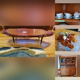 MaxSold Auction: This online auction features furniture such as wood burl coffee tables, dresser, dry bar cabinet, sofa, wooden table with leaves, rocking chair, La-Z-Boy recliner and others, Limoges, Staffordshire and other china, rugs, barometer, Christmas decor, drinkware, Royal Derby teacups, Kundo clock, German Black Forest style cuckoo clock, wall art, EGO lawnmower, tools, hardware, yard care supplies, linens, MCM lamp, railroad light lamp and much more!