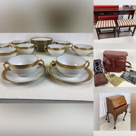 MaxSold Auction: This online auction features fine china, vintage glassware, collector plates, lamps, silver plate, ceramics, Bombay hall table set, armchairs, antique secretary desk, original paintings, area rugs, Coca-Cola collectibles, baseball cards and much more!