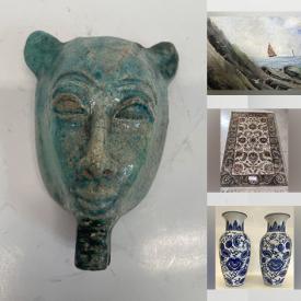 MaxSold Auction: This online auction features vintage watercolor, Persian hand-knotted carpets, vintage oil paintings, Asian vases, brass vases, churn buckets, papyrus painting, Inuit artwork, duck statue, dome clock, vintage Asian cloisonne vase, gothic mantel clock, vintage soapstone carvings and much more!