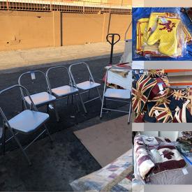 MaxSold Auction: This online auction features backless metal folding yoga chairs, Christmas stockings, tree skirts, flag pennants, flag and patriotic quilts, pillow covers, crib quilts, bags, dog bandanas, Royal Crest quilted items and much more!