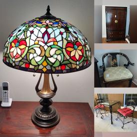 MaxSold Auction: This online auction features a dining room table and chairs, armchair, buffet, dresser and mirror, griddle, wall unit, vintage tea set, MCM flatware, stoneware set, refrigerator, electric stove, electric turkey fryer, yard tools and much more!