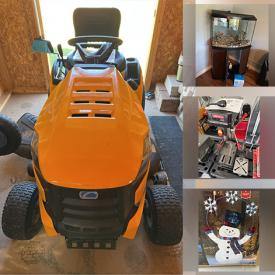 MaxSold Auction: This online auction features Craft Desk, Cub Cadet Mower, Lawn Mower Trailer, Drill Press, Aquarium, Queen Bed, Electric Recliner, Printer, Recumbent Bike, 32” Visio TV, Reclining Sofa, Rugs, Flatware, Dinnerware, Plated Tea Set, Buffet, Cut Glass, Patio Set, Bandsaw, Drill Press, Scaffold Ladder, Department 56 Figurines and much more!