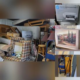 MaxSold Auction: This online auction features total storage unit including Rolltop desk, area rug, color printer, computer monitor, armoire, dresser, wooden kitchen table, Stoneware dishes, Tupperware, small kitchen appliances, small outdoor table with 2 chairs, women\'s clothing and much more!