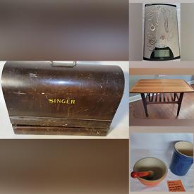 MaxSold Auction: This online auction features antique Singer sewing machine, framed wall art, fine china, rock tumbler, vinyl records, vintage Christmas decor, silver jewelry, MCM teak table,  Waterford crystal ware, Royal Doulton, kitchenware and much more!