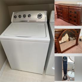 MaxSold Auction: This online auction features items such as Whirlpool Washer, Whirlpool Dryer, Dresser, Mirror, Night Stands, Lamps, Armoire, Vases, Steamer Trunk, Leather Love Seat, Tv Stand, Chair, Ottoman, Side Tables, Dishware and much more!