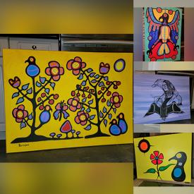 MaxSold Auction: This online auction features Original paintings by artist Randy Knott, Karl Burrows, Peter Bighetty, Paul Kohoko, Randall Knott, Don Chase, Anthony Jones, James Howard and other items like soapstone carving, Canadian Silver dollars, fine art print by Norval Morrisseau and much more