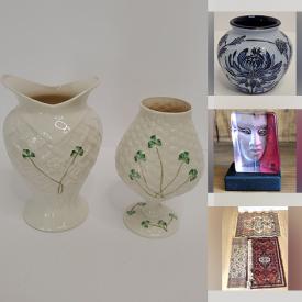 MaxSold Auction: This online auction features gold and sterling silver jewelry, crystal ware, Belleek, Portmeirion, Royal Doulton, sterling silver, cranberry glassware, furniture such as desk with chair, side tables, sofa and wingback chairs, framed artwork, holiday decor, handbags, footwear and much more!