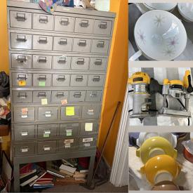 MaxSold Auction: This online auction features industrial card catalog, power & hand tools, window fan, electrical supplies, starburst clock, vintage mail sorting cabinet, lawnmowers, metal lockers, vintage Pyrex, vintage books, paper lanterns, sports trading cards, yard tools, puzzles, sewing machine, children’s books, office supplies, DVDs, and much more!!