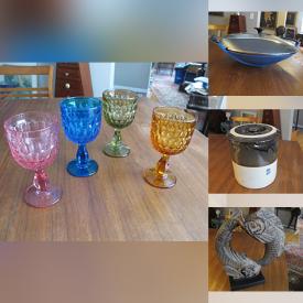 MaxSold Auction: This online auction features vintage Royal Rochester Pyrex ware, handmade Bavaria artwork, cedar chest, Norleans amber glass vase, Fenton Thumbprint water goblets, Rogers Sterling silverware, antique salt and pepper, vintage bongos, signed pottery, power tools, pots and pans, glassware, wall plaque, racing bike, lamp shades and much more