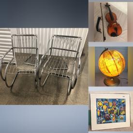 MaxSold Auction: This online auction features MCM chairs, MCM coffee table, MCM egg bar cart, table lamps, Lladro figurine, clock, mirrors, crystal bowl, French copper cookware, food processor, toaster oven, violin, drafting set, sporting equipment and much more!