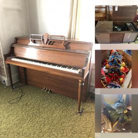 MaxSold Auction: This online auction features an end table, cabinets, vintage shipping box, Starck Spinet Piano, typewriter, vintage portable radio, antique bird cage, vintage sewing machine, mirrors, tools chest and much more!